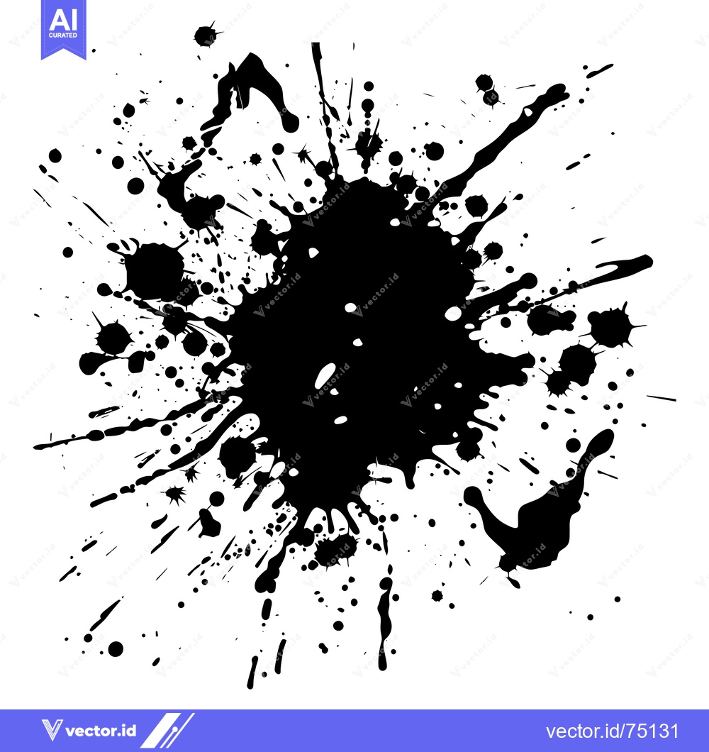 Premium Vector dari Black Ink Splatter with Irregular Shapes and Drips