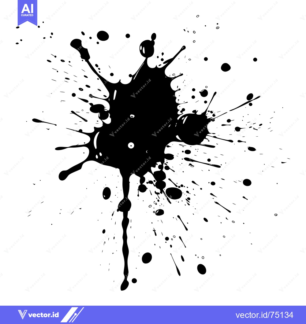 Premium Vector of Black Ink Splatter on a White Background