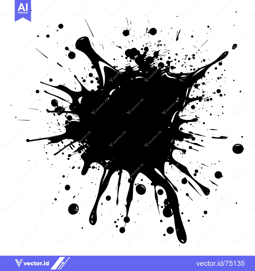 Premium Vector dari Abstract Black Ink Splotch with Droplets
