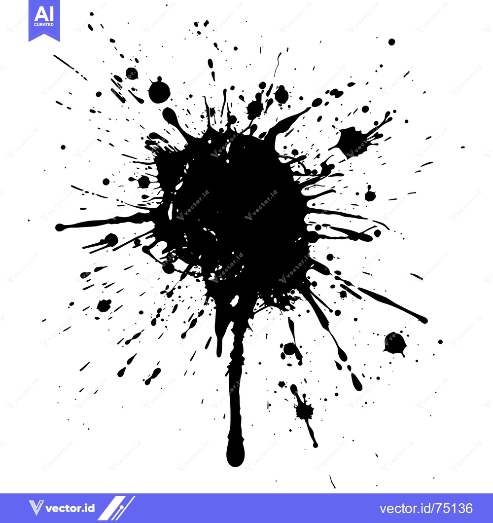 Premium Vector dari Black Ink Splatter on a White Background