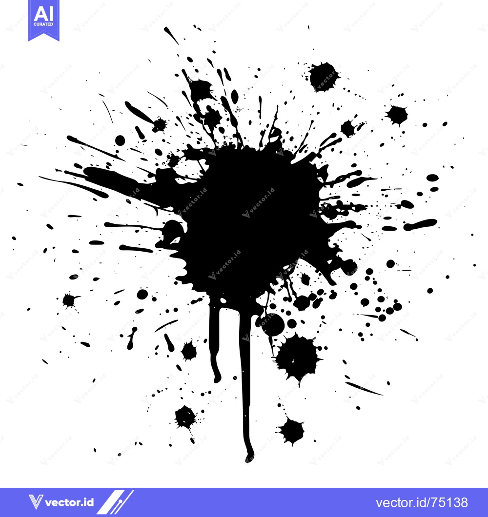 Premium Vector dari Black Ink Splashes and Drips on White Background