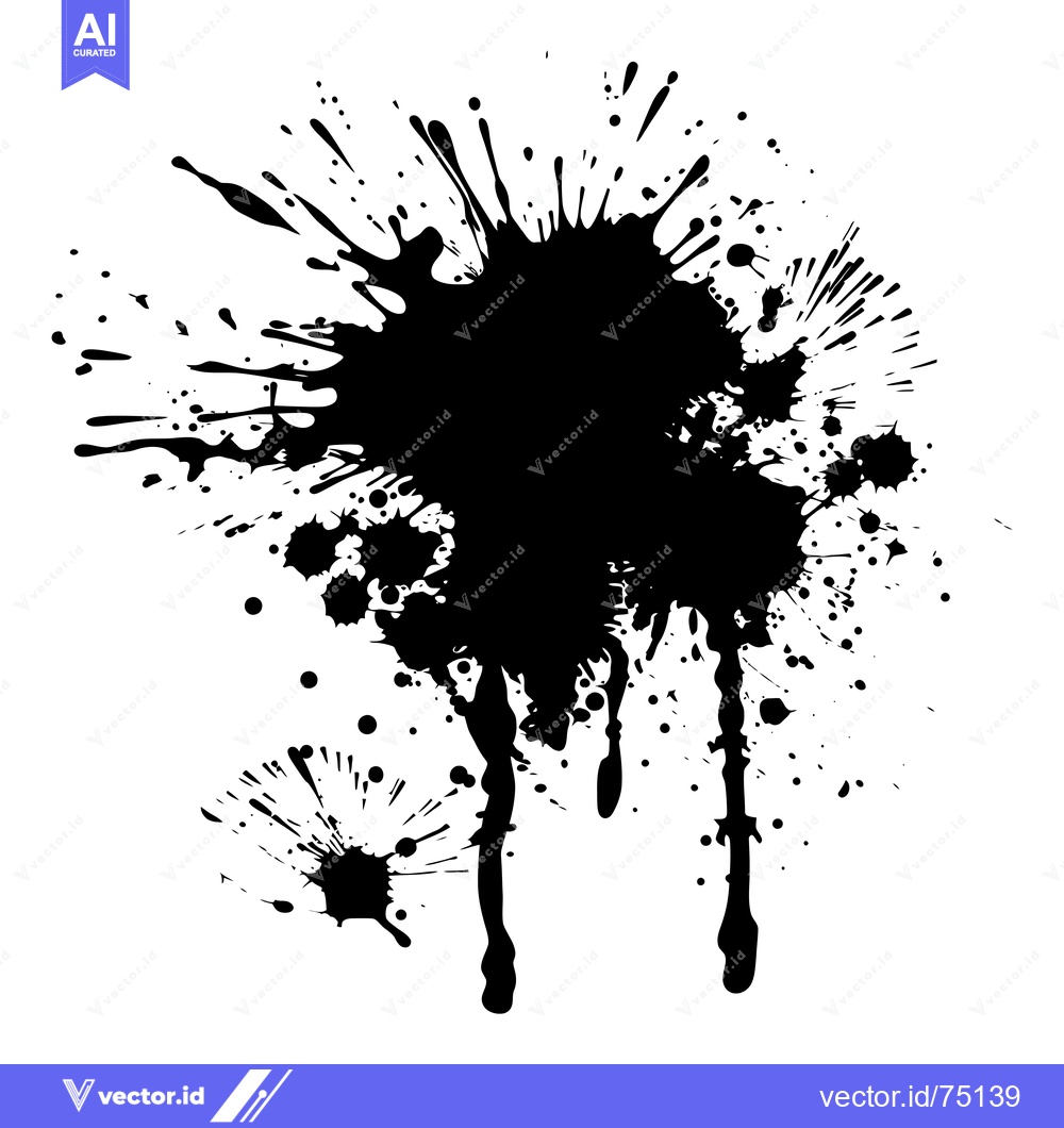 Premium Vector dari Black Ink Splashes and Blobs on a White Background