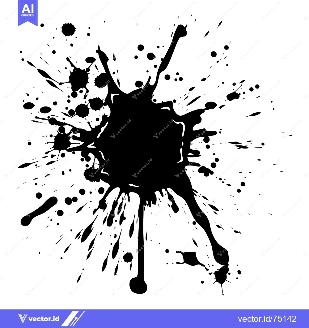 Premium Vector of Abstract Black Ink Splatter on White Background