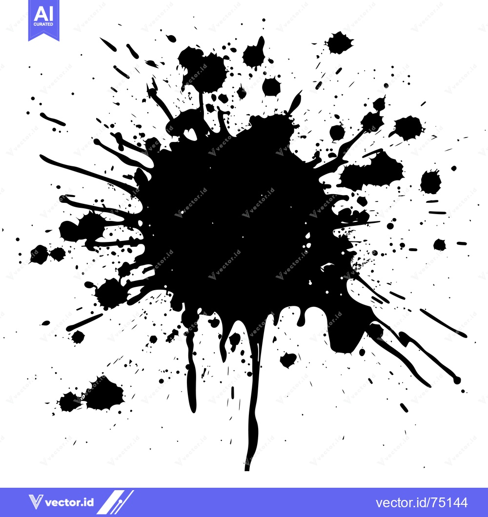 Premium Vector of Black Ink Splatter on White Background