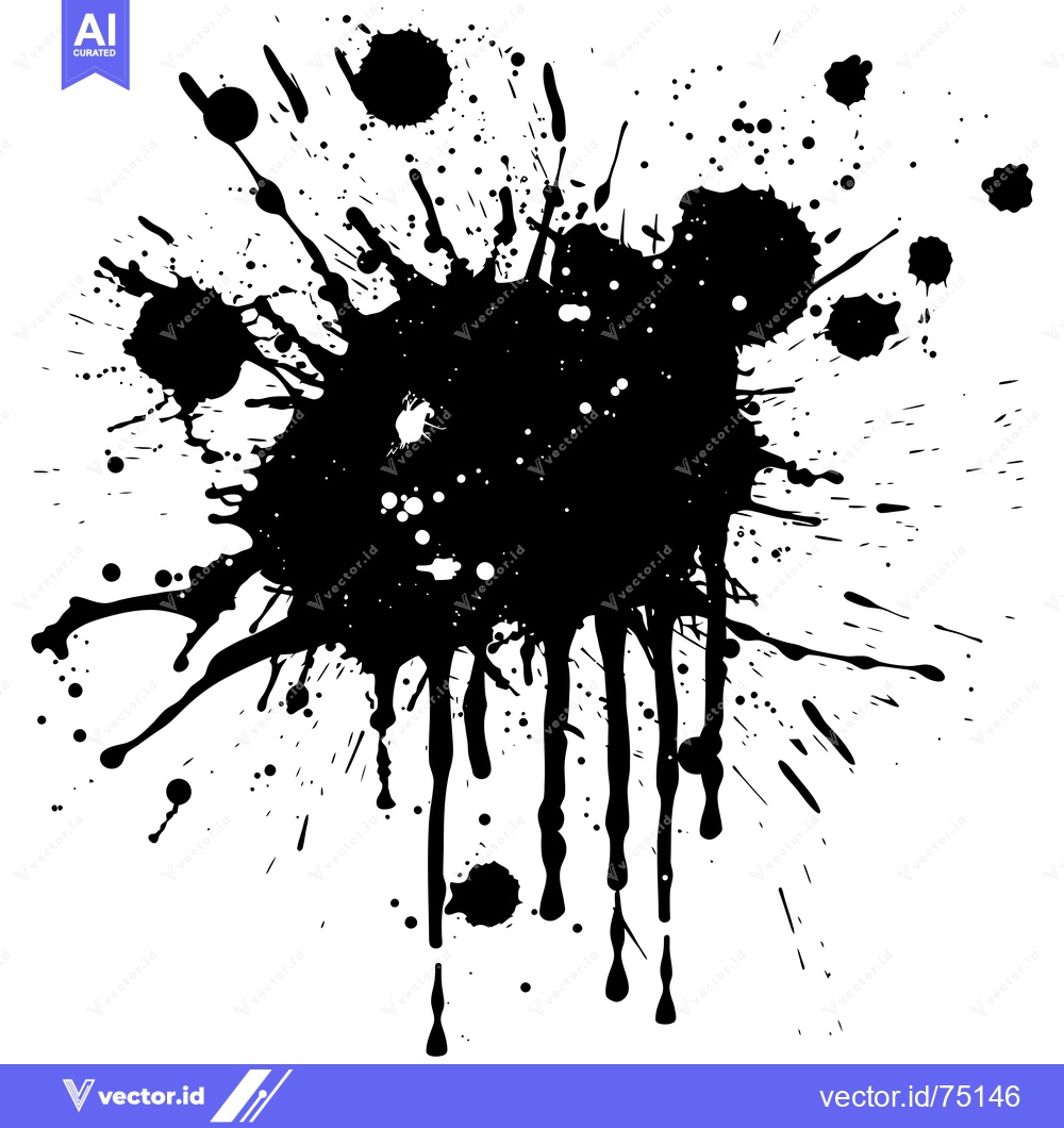 Premium Vector dari Abstract Black Ink Splashes and Drips on White Background