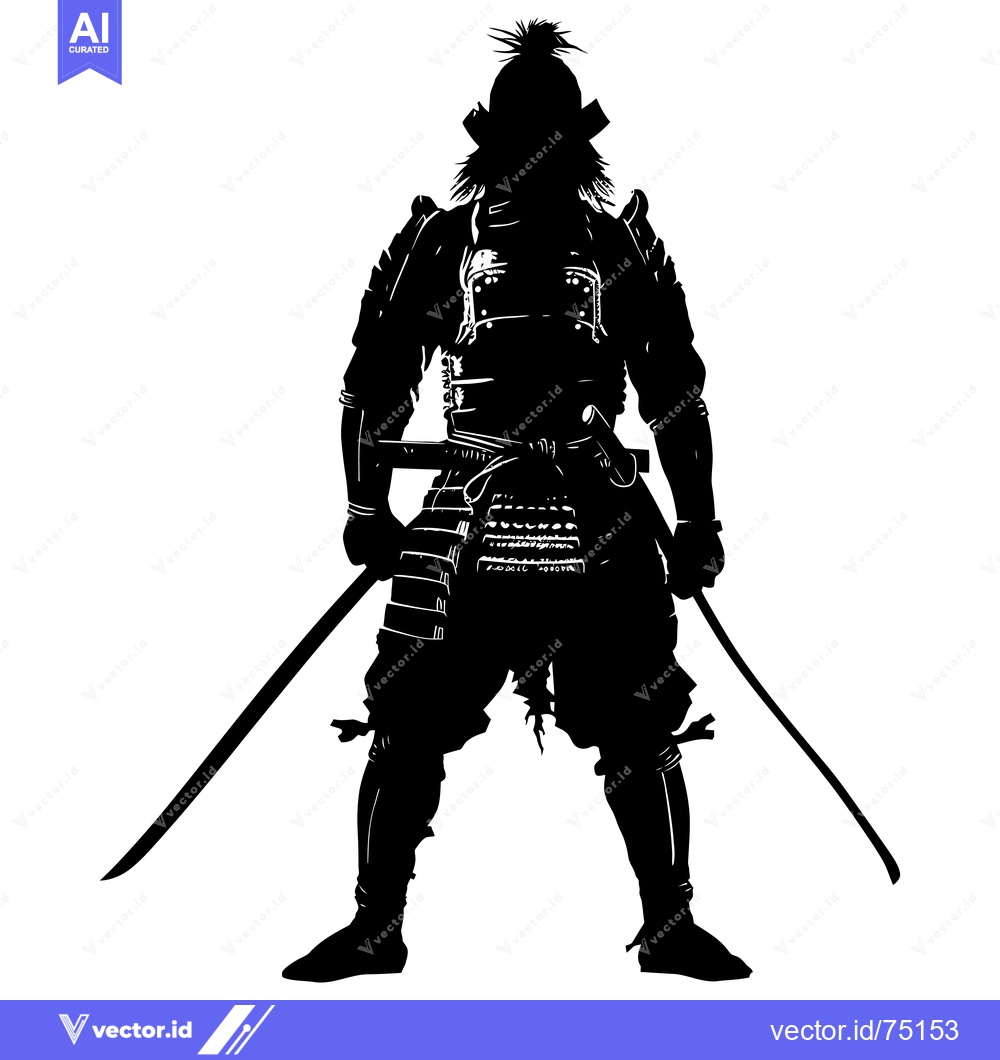 Premium Vector dari Silhouette of a Samurai Warrior in Full Armor