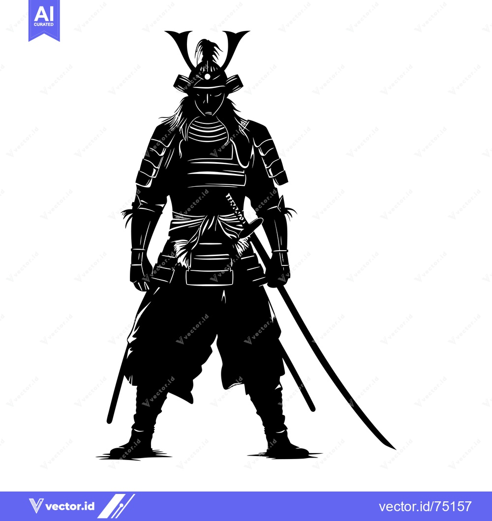 Premium Vector dari Silhouette of a Samurai Warrior in Full Armor