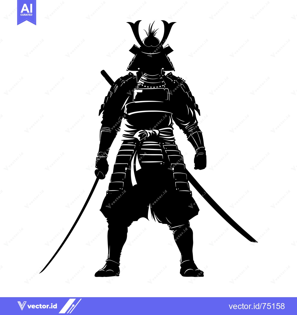 Premium Vector dari A Silhouette of a Samurai Warrior with a Katana Sword