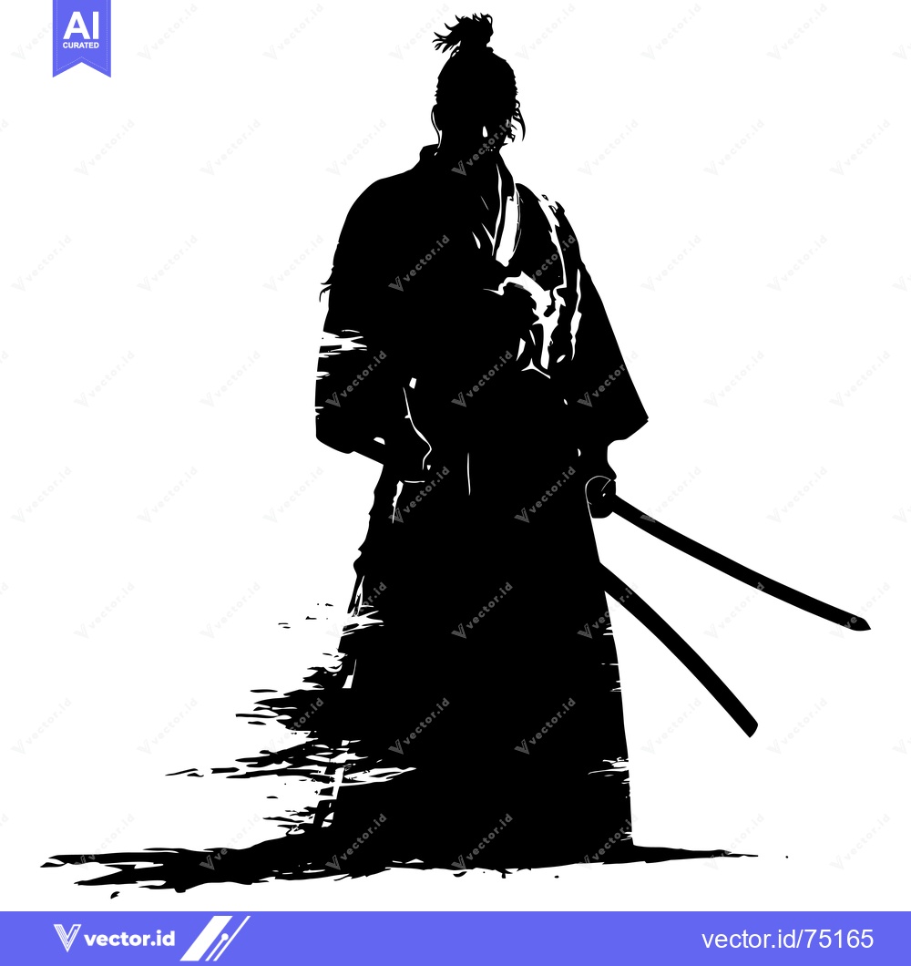 Premium Vector dari Silhouette of a Samurai Warrior with Two Swords