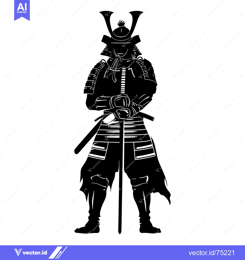 Premium Vector dari Silhouette of a Samurai Warrior with Katana