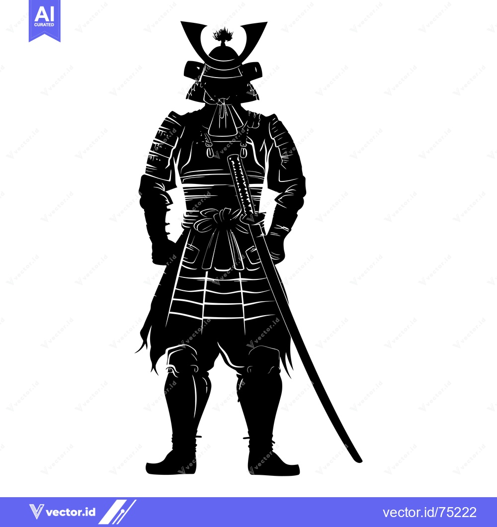 Premium Vector of Silhouette of a Samurai Warrior in Full Armor