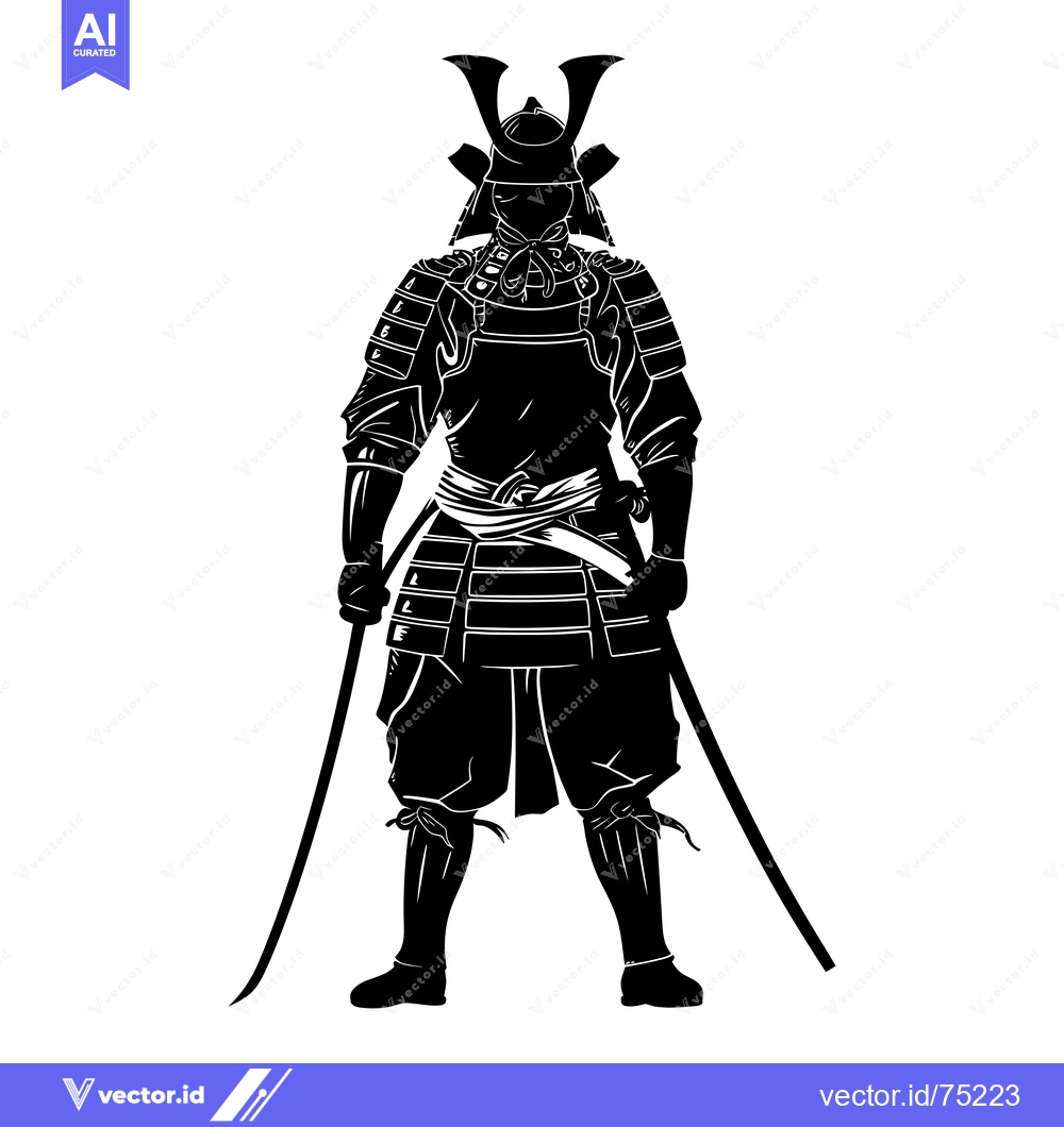 Premium Vector dari A Silhouetted Samurai Warrior in Full Armor