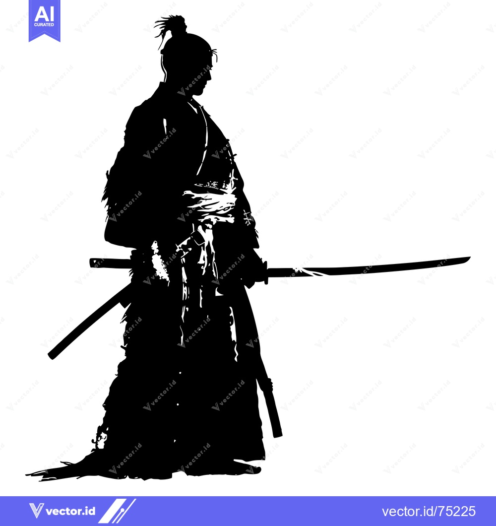 Premium Vector dari Silhouette of a Samurai Warrior Holding a Katana Sword