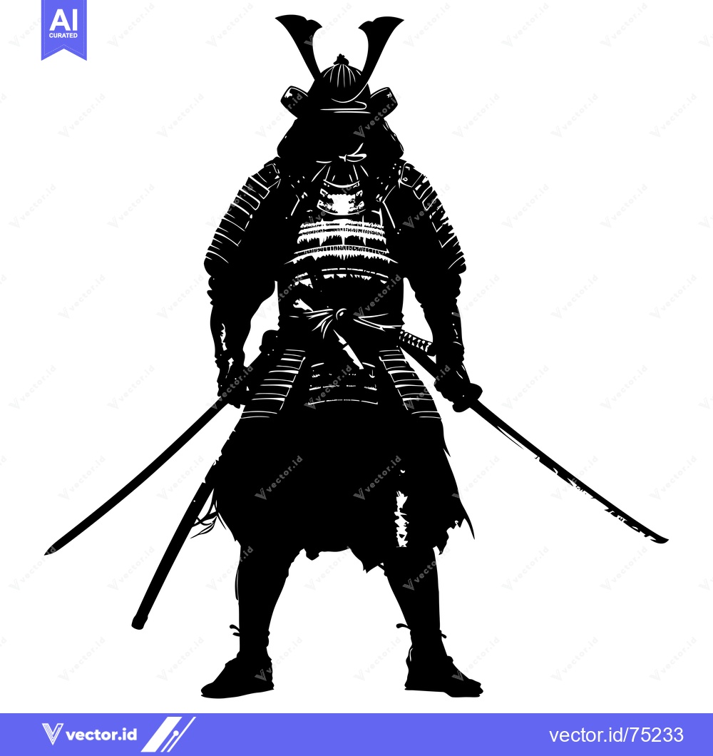 Premium Vector dari Silhouetted Samurai Warrior with Swords