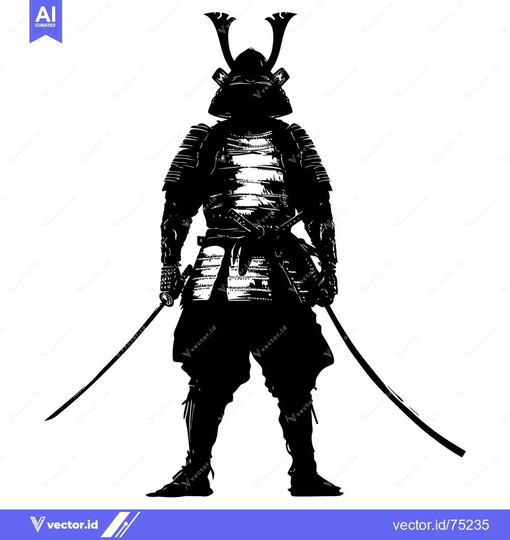 Premium Vector dari Silhouette of a Japanese Samurai Warrior with Swords