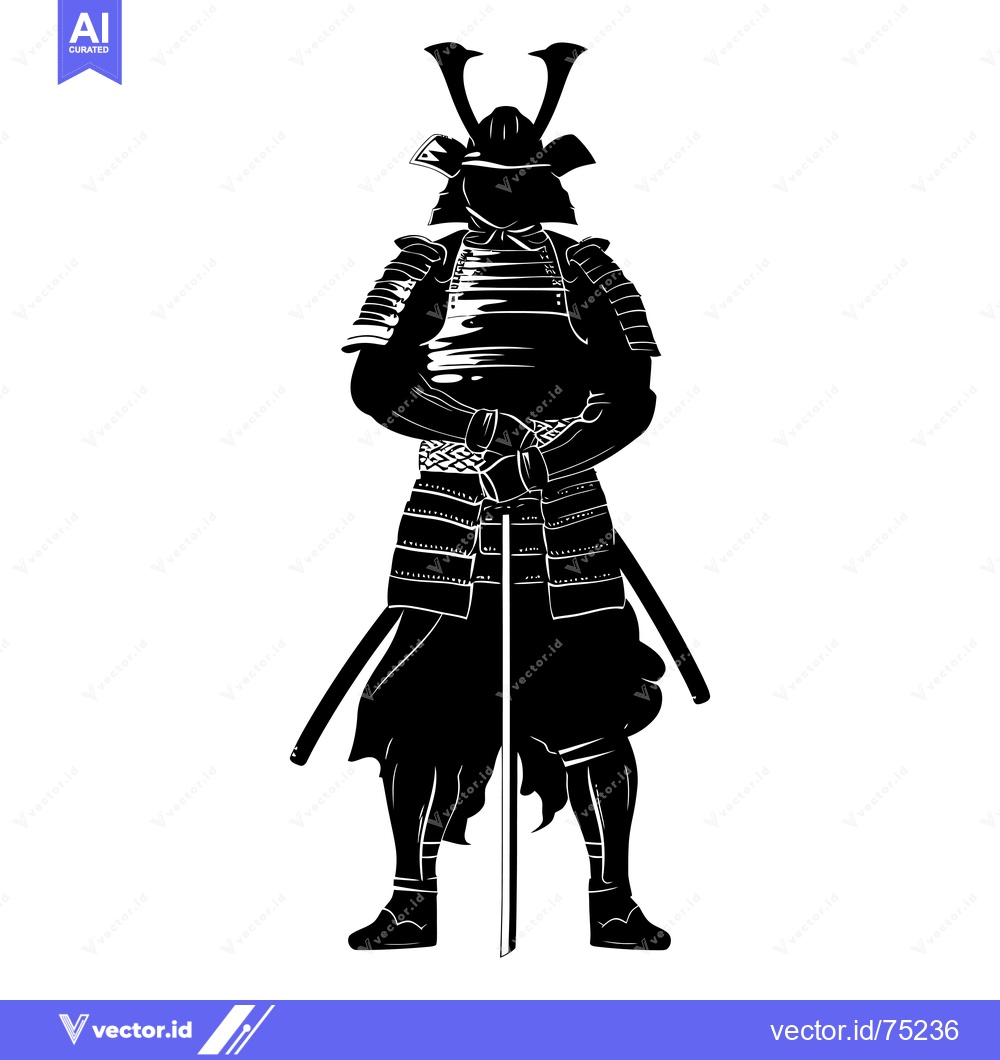 Premium Vector dari Silhouette of a Samurai Warrior with a Katana Sword
