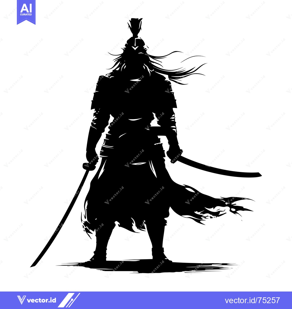 Premium Vector dari Silhouette of a Samurai Warrior with a Sword