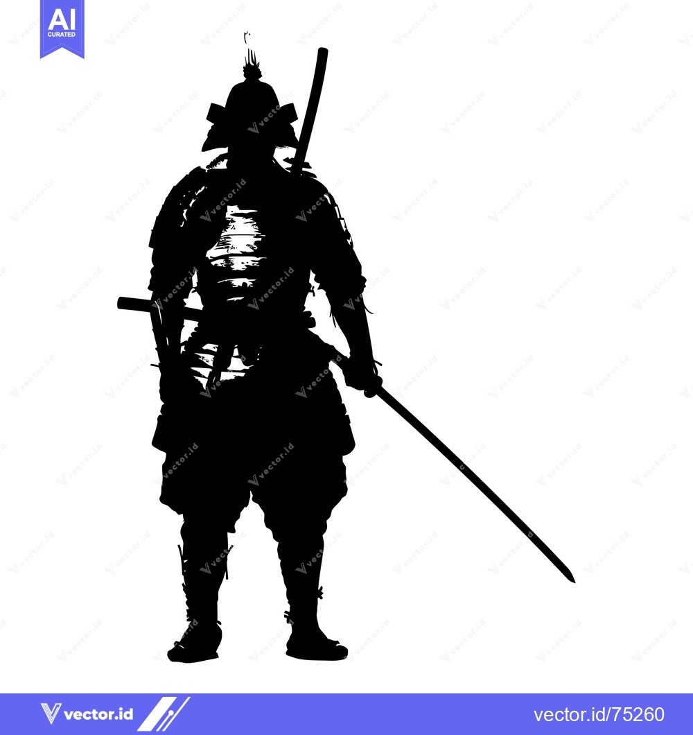 Premium Vector dari Silhouette of a Samurai Warrior Holding a Katana Sword