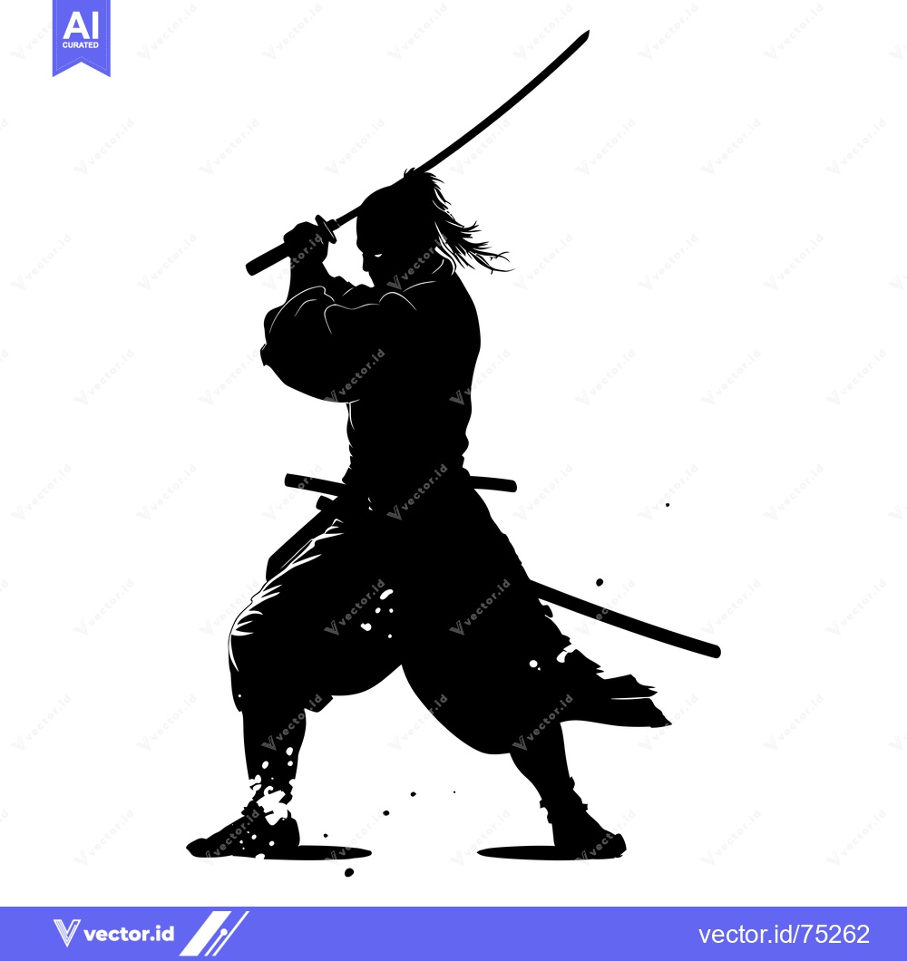 Premium Vector dari Silhouette of a Samurai Warrior with a Katana Sword