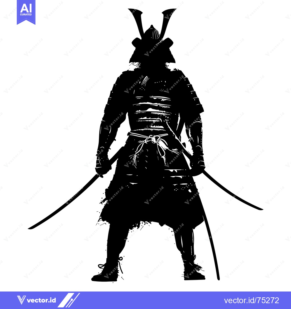 Premium Vector dari Silhouette of a Samurai Warrior with Two Swords