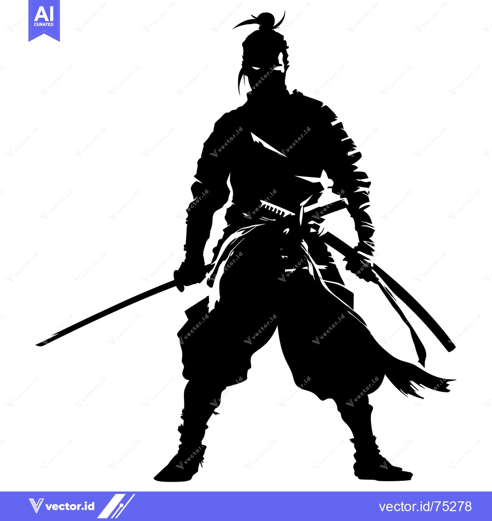 Premium Vector dari Silhouette of a Samurai Warrior with a Katana Sword