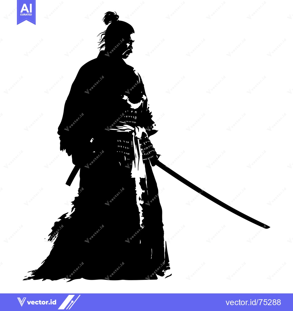 Premium Vector dari Silhouette of a Samurai Warrior with a Sword