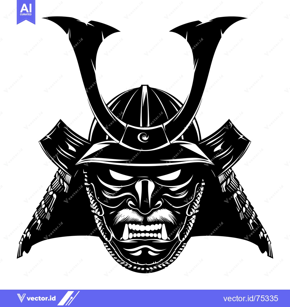 Premium Vector dari Samurai Warrior with Helmet and Mask