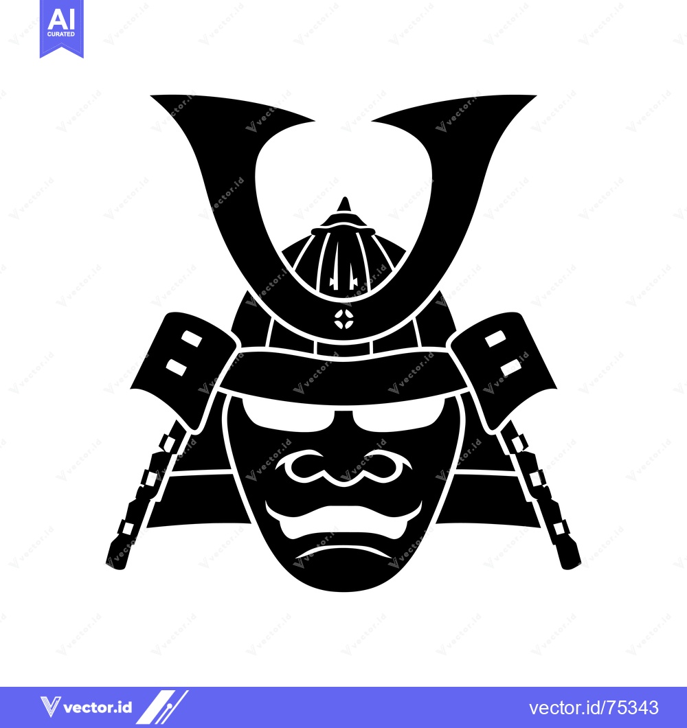 Premium Vector dari Black and White Silhouette of a Samurai Helmet