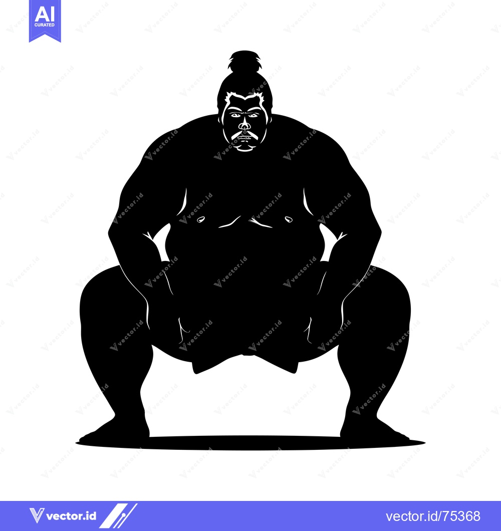 Premium Vector of Silhouette of a Sumo Wrestler in a Fighting Stance