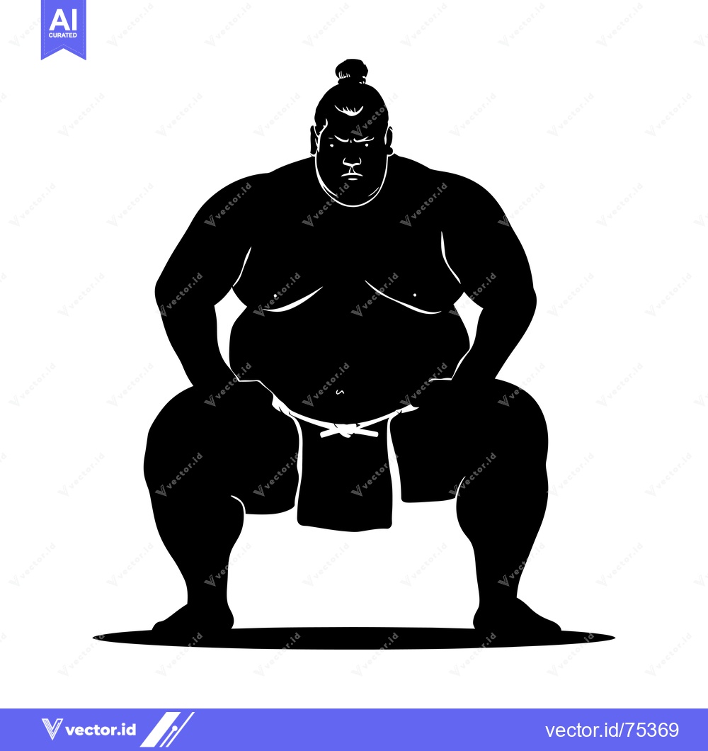 Premium Vector dari Silhouette of a Sumo Wrestler in a Fighting Stance