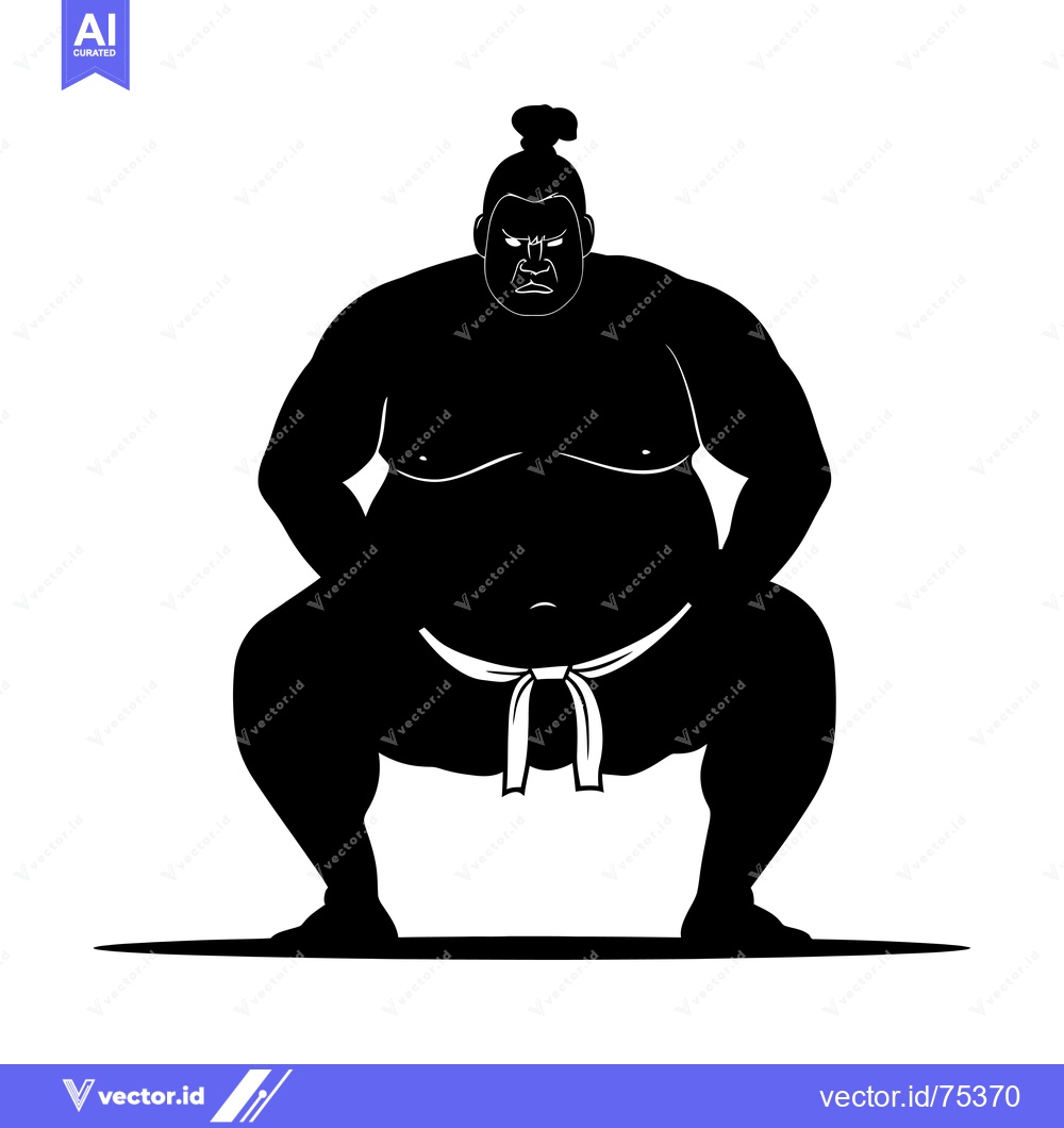 Premium Vector dari Silhouette of a Sumo Wrestler in a Fighting Stance