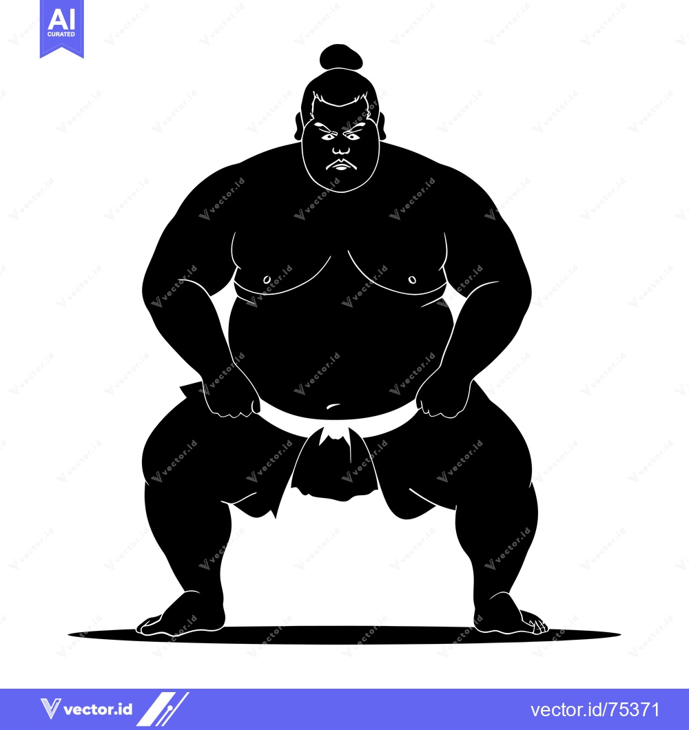 Premium Vector of Silhouette of a Sumo Wrestler in a Fighting Stance