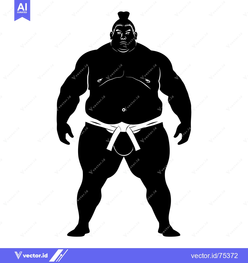 Premium Vector of Black and White Silhouette of a Sumo Wrestler