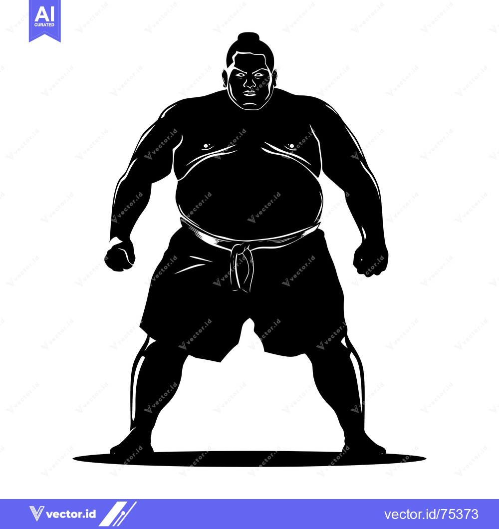Premium Vector of Silhouette of a Sumo Wrestler Standing in a Fighting Pose