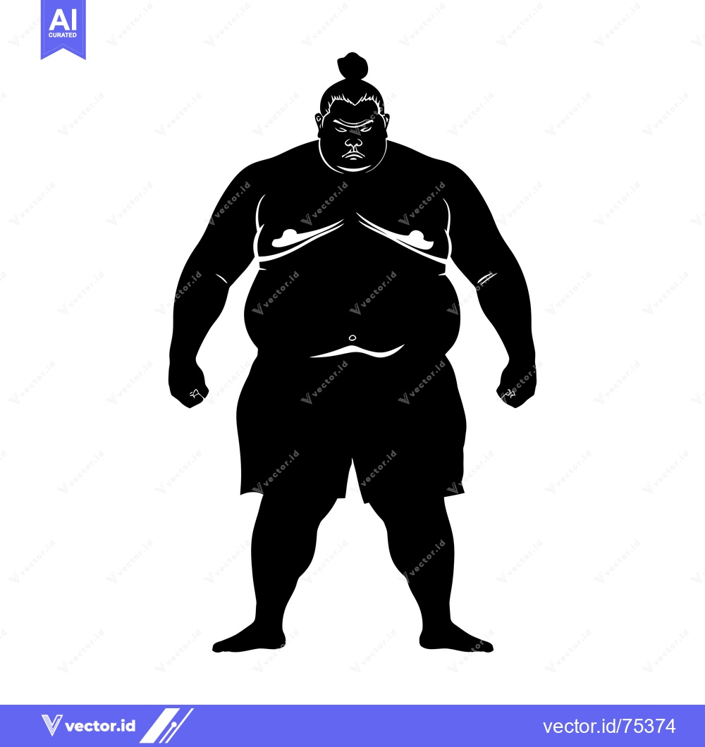 Premium Vector dari Silhouette of a Strong and Powerful Sumo Wrestler