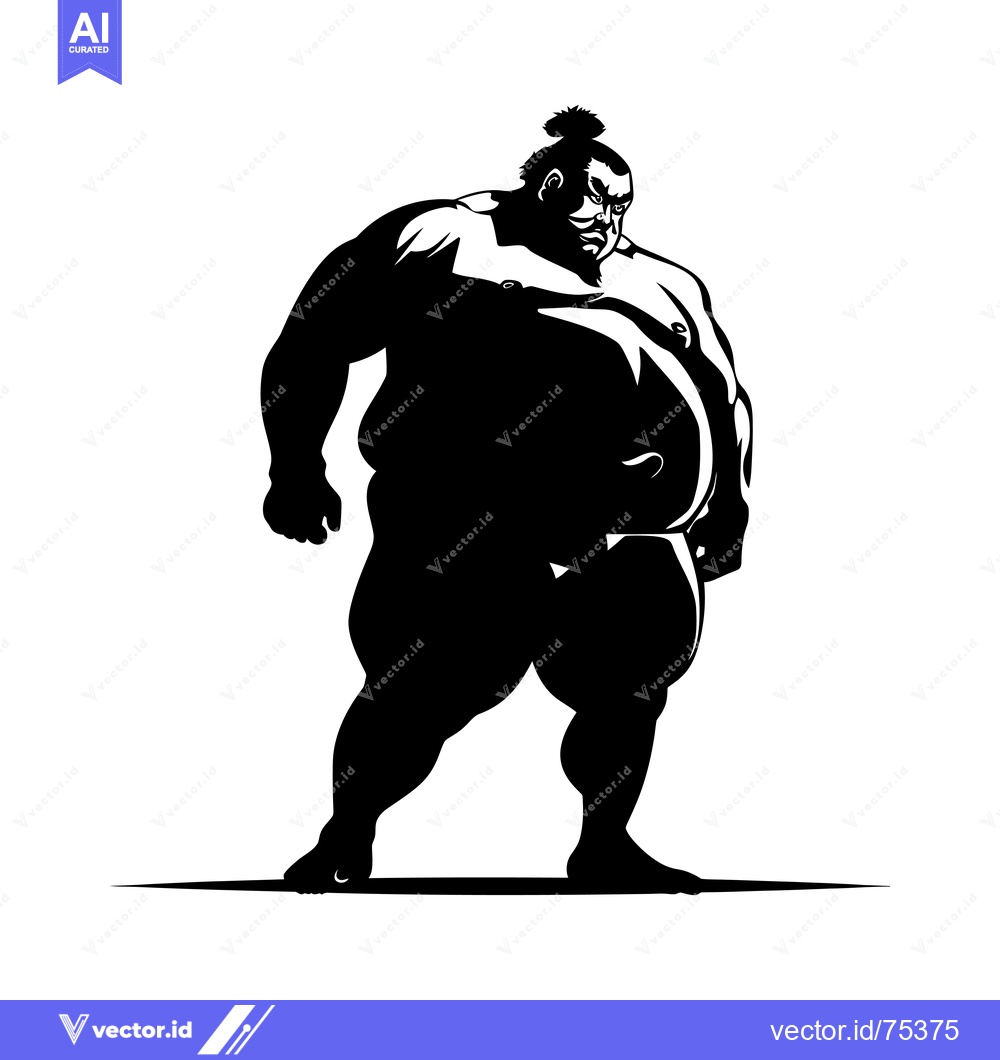 Premium Vector dari Silhouette of a Sumo Wrestler in a Fighting Stance