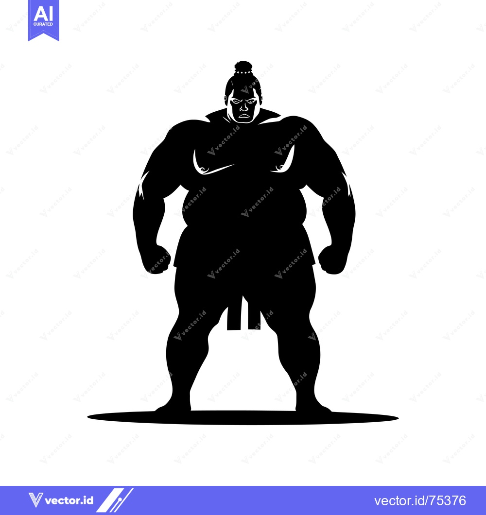Premium Vector of Silhouette of a Sumo Wrestler with a Serious Expression