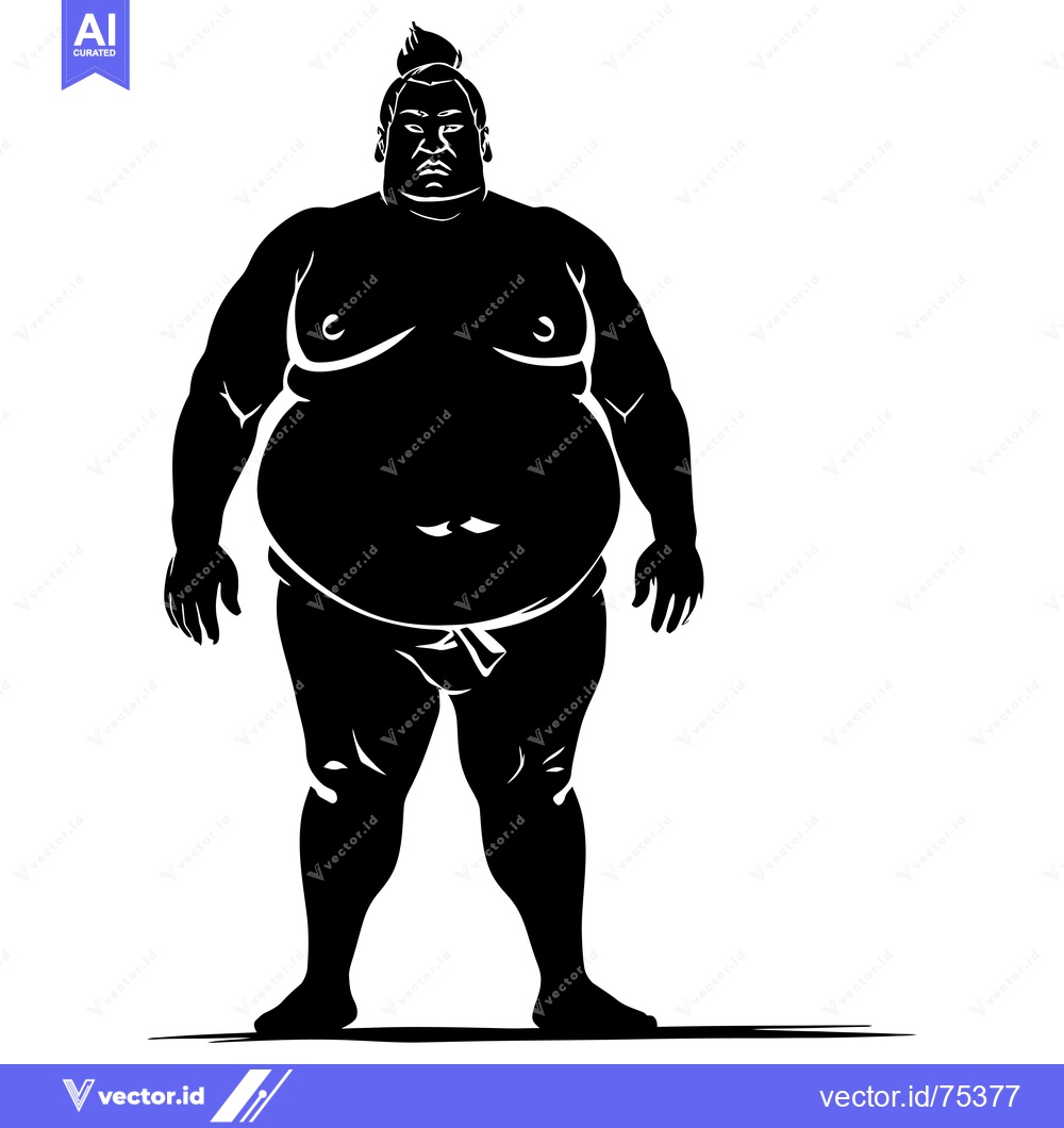 Premium Vector dari Silhouette of a Large, Muscular Sumo Wrestler