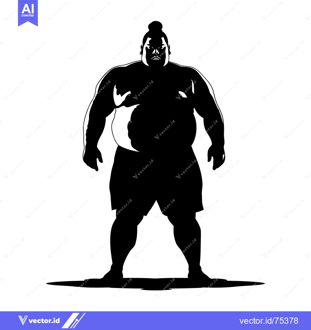 Premium Vector dari Silhouette of a Sumo Wrestler Standing with a Serious Expression
