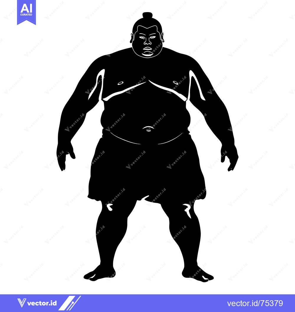 Premium Vector dari Black and White Silhouette of a Sumo Wrestler