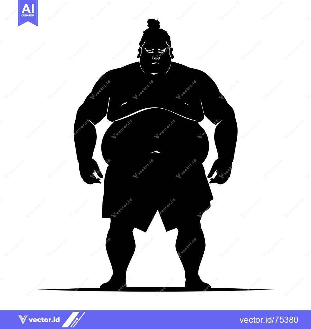 Premium Vector dari Black and White Silhouette of a Sumo Wrestler