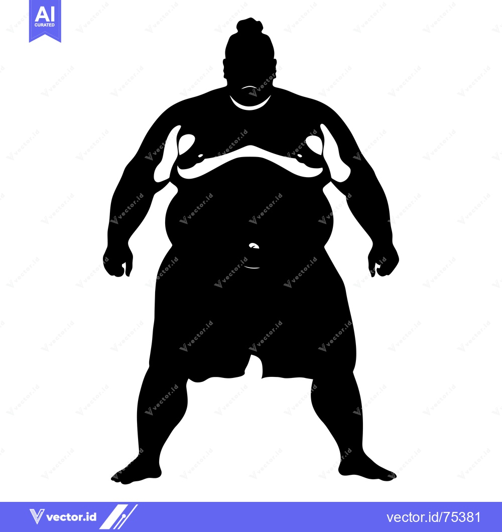 Premium Vector of Black and White Silhouette of a Sumo Wrestler