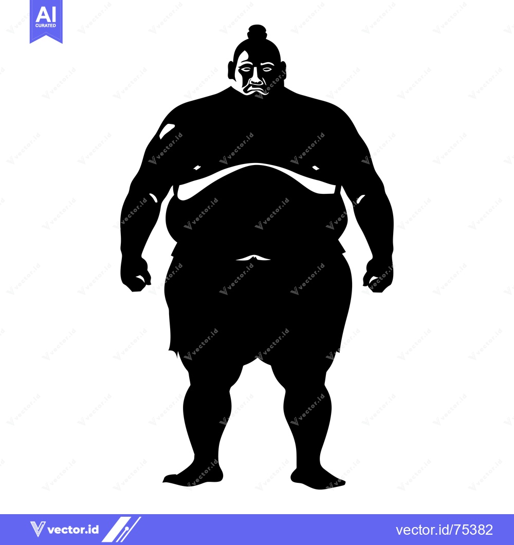 Premium Vector dari Silhouette of a Sumo Wrestler Standing in a Fighting Stance