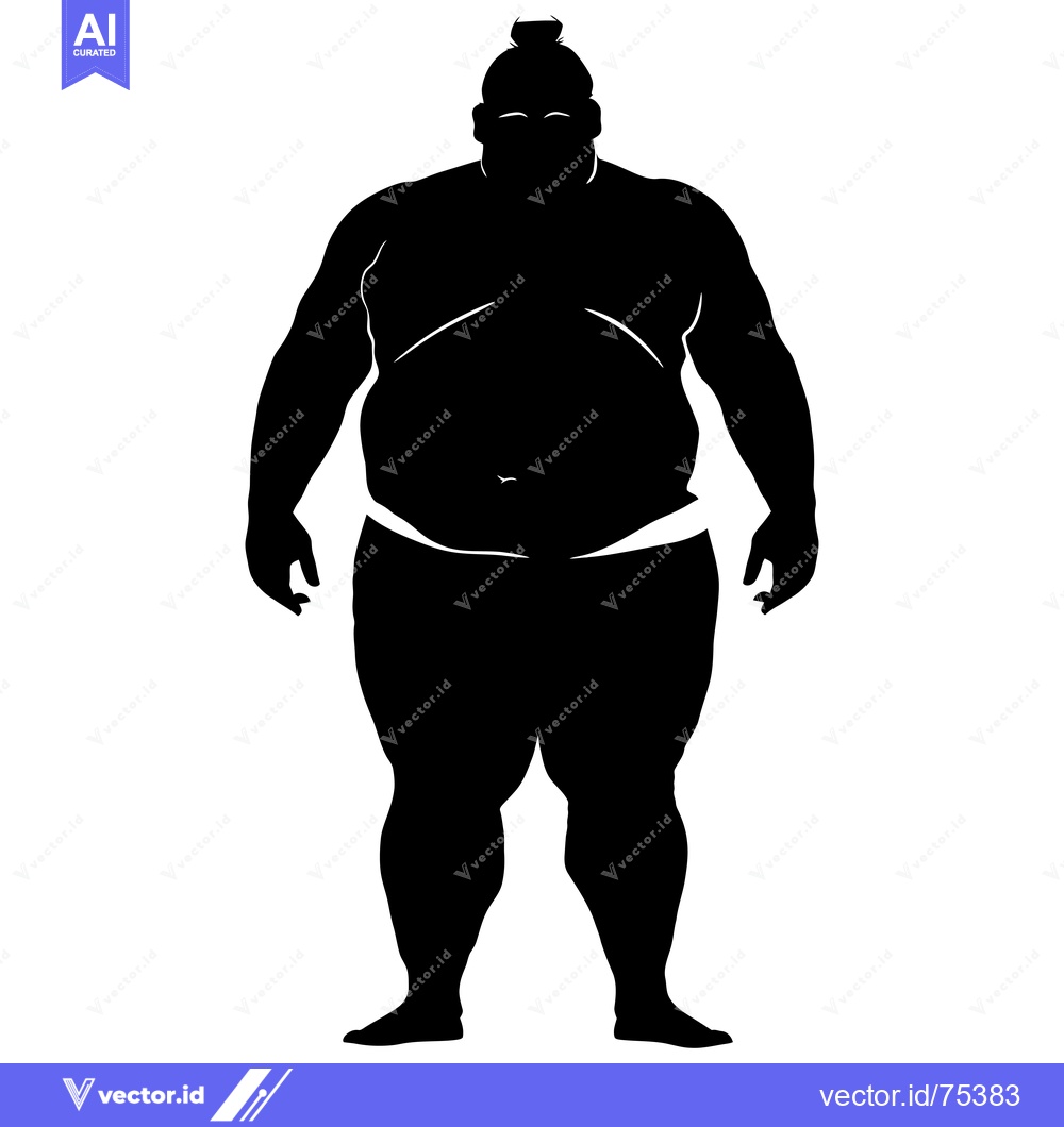 Premium Vector dari Silhouette of a Sumo Wrestler Standing with His Arms at His Sides