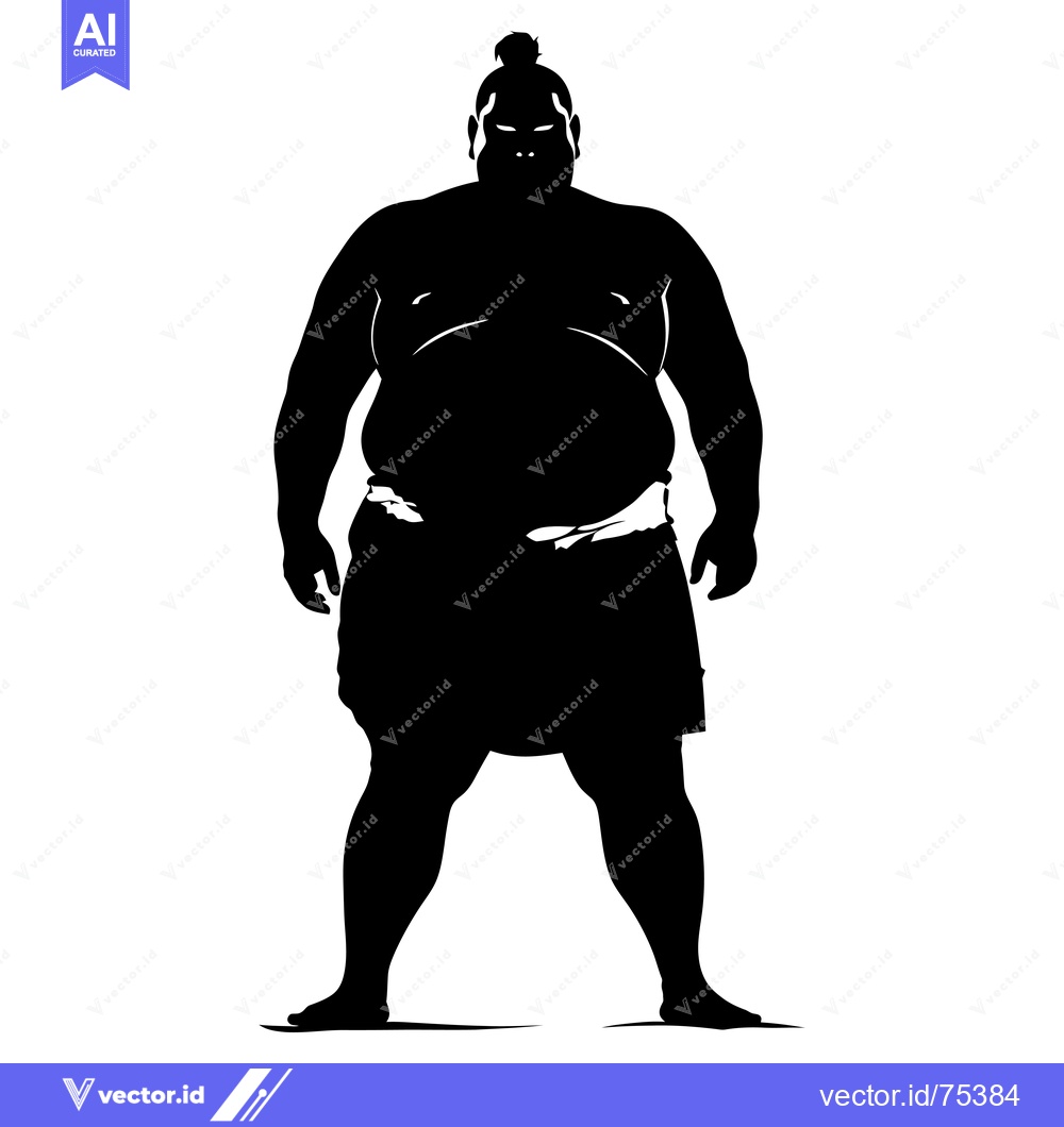 Premium Vector dari Silhouette of a Sumo Wrestler Standing with Hands on Hips