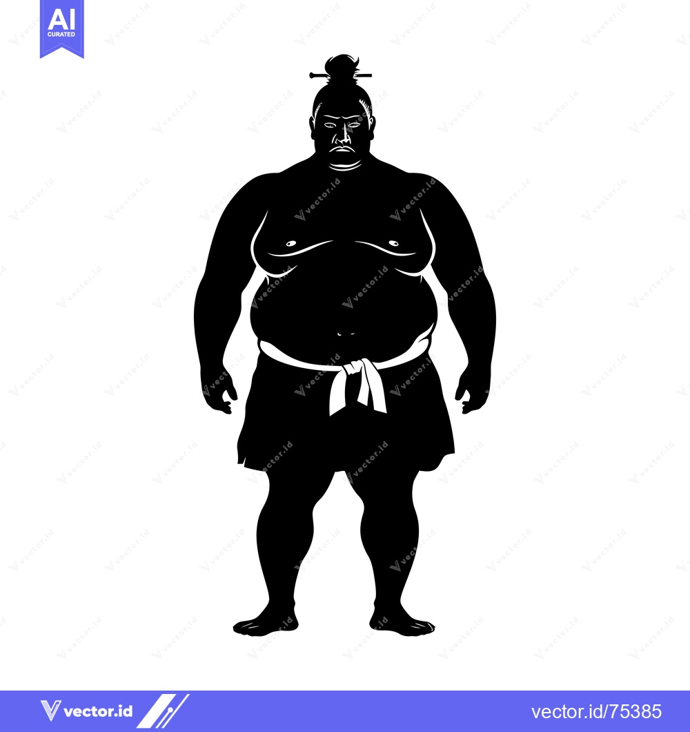 Premium Vector of Silhouette of a Sumo Wrestler with a Topknot and a White Belt