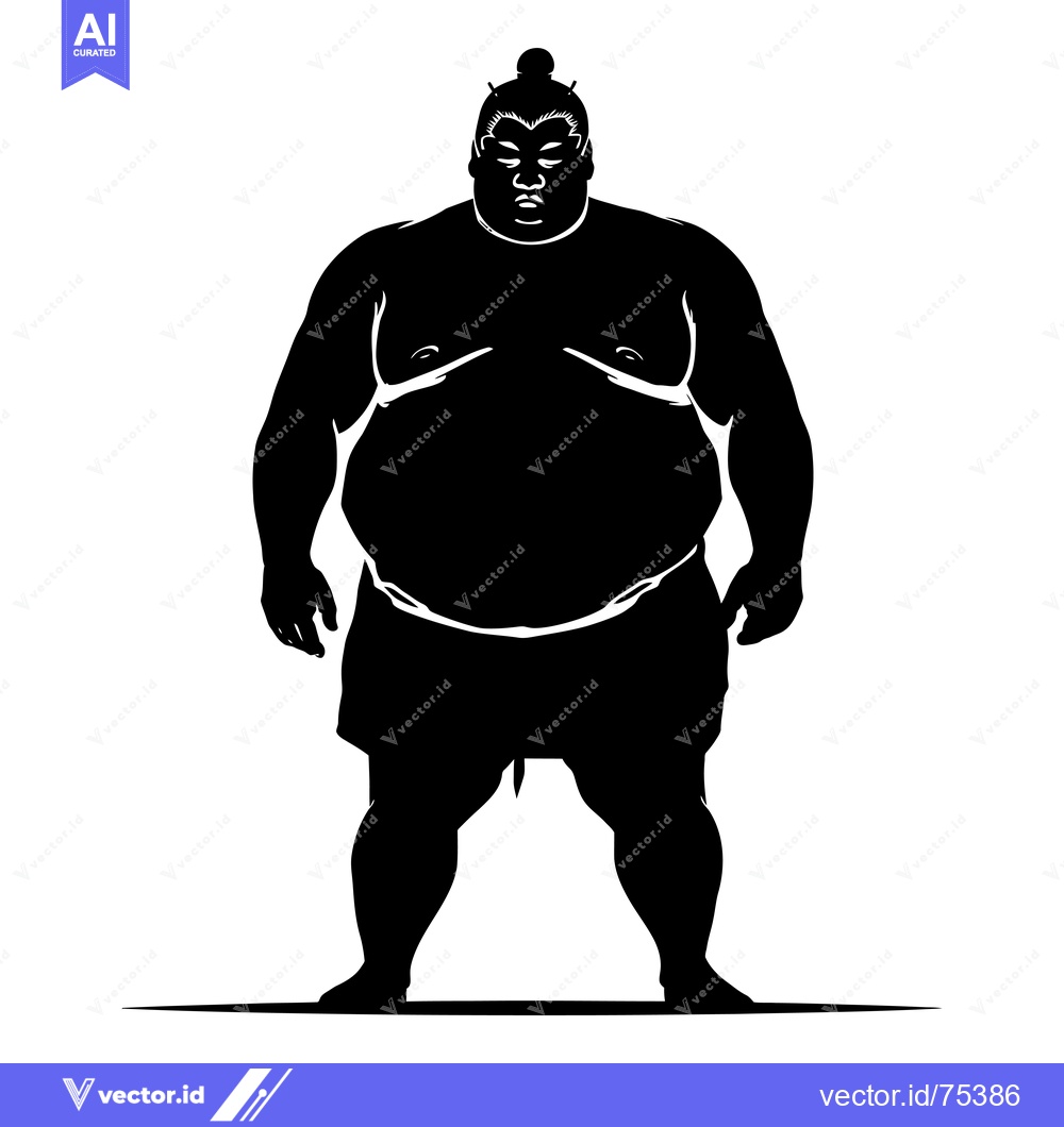 Premium Vector of Silhouette of a Sumo Wrestler Standing with a Stern Expression
