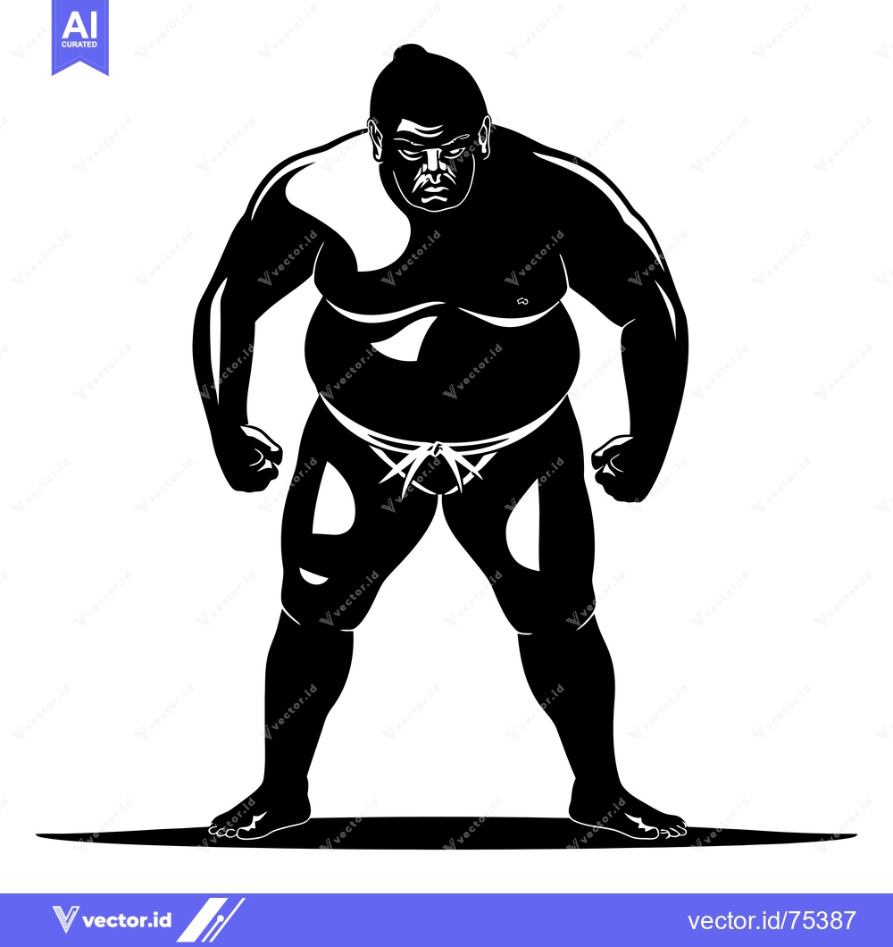 Premium Vector dari Silhouette of a Sumo Wrestler Standing on a Platform