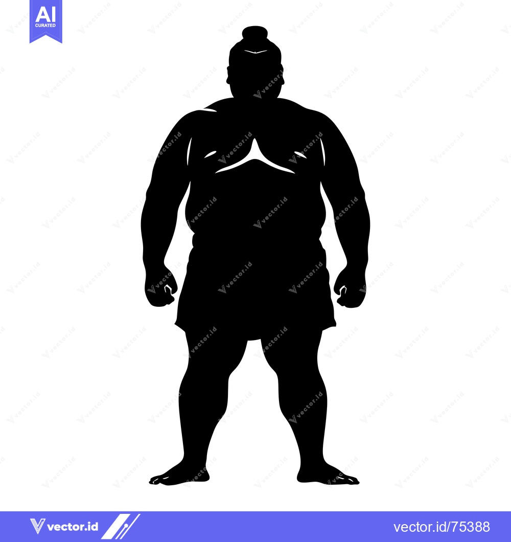 Premium Vector dari Silhouette of a Sumo Wrestler Standing with His Arms at His Sides