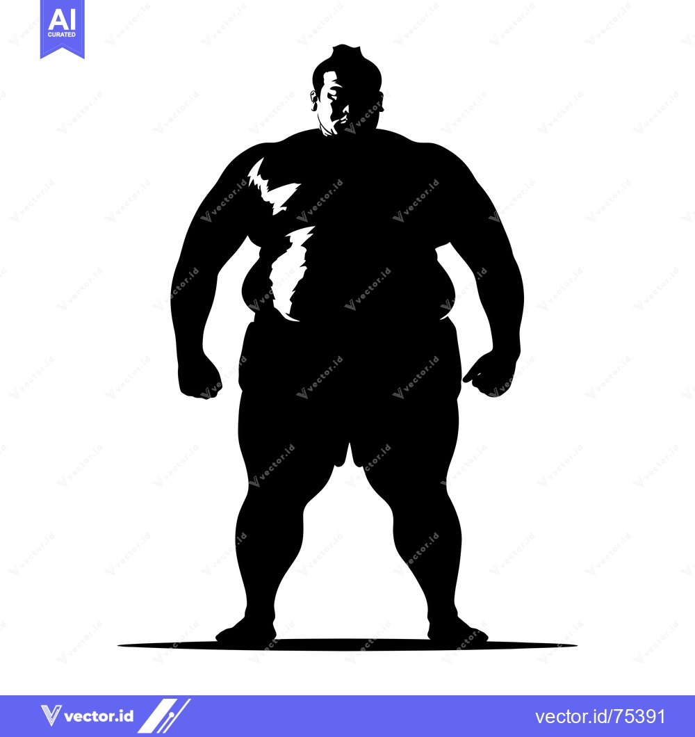 Premium Vector of Black and White Silhouette of a Sumo Wrestler